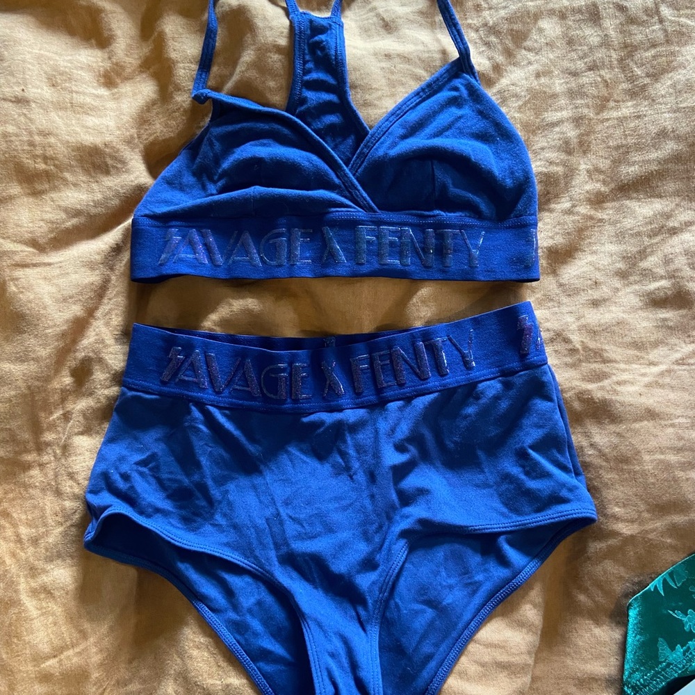 Savage x Fenty indigo brief & bralette set w/ logo